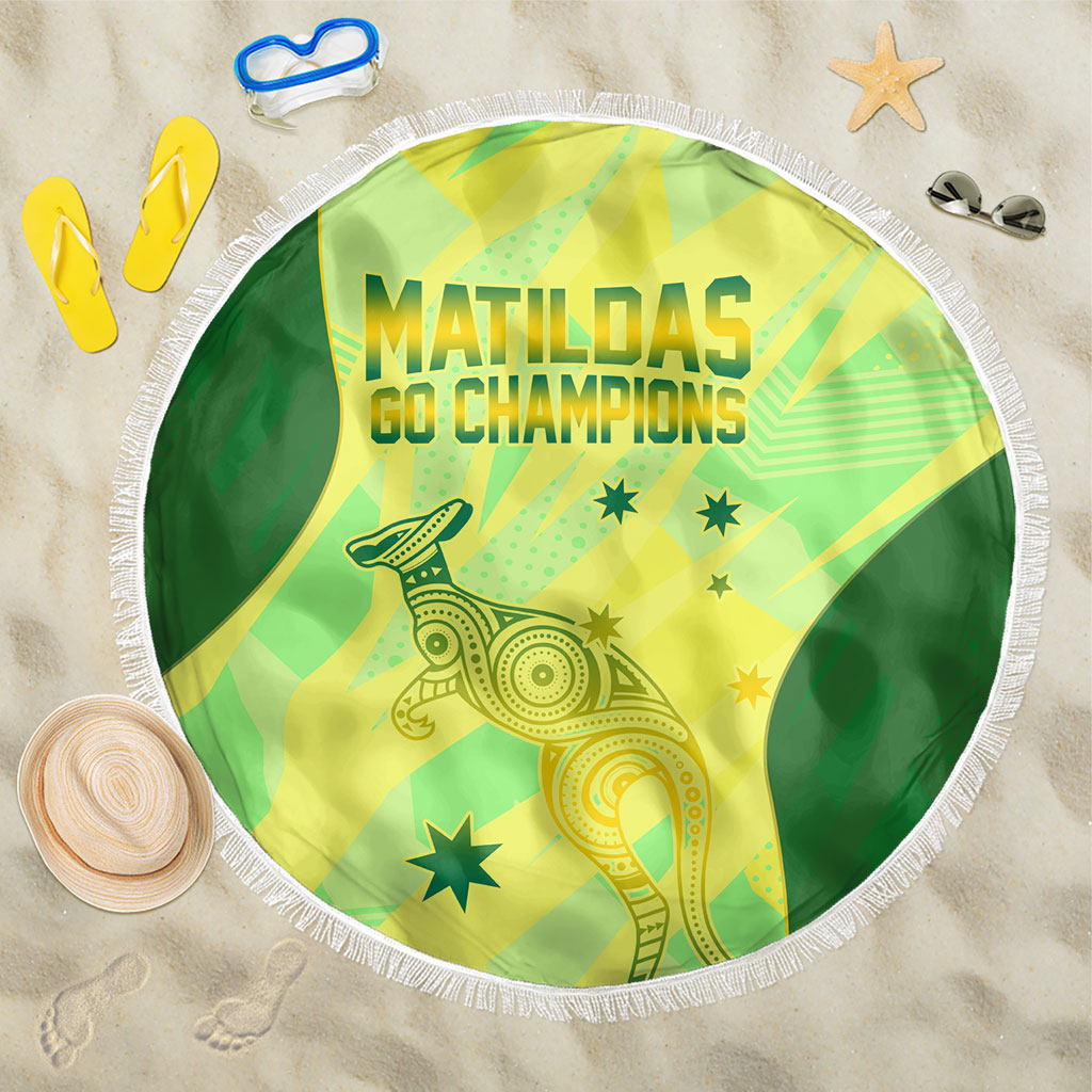 Matildas Australia Go Champions Beach Blanket Indigenous Dot Art Kangaroo Southern Cross Stars