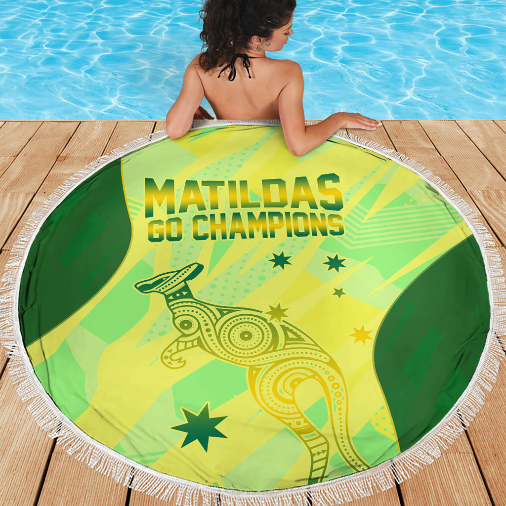 Matildas Australia Go Champions Beach Blanket Indigenous Dot Art Kangaroo Southern Cross Stars