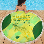 Matildas Australia Go Champions Beach Blanket Indigenous Dot Art Kangaroo Southern Cross Stars