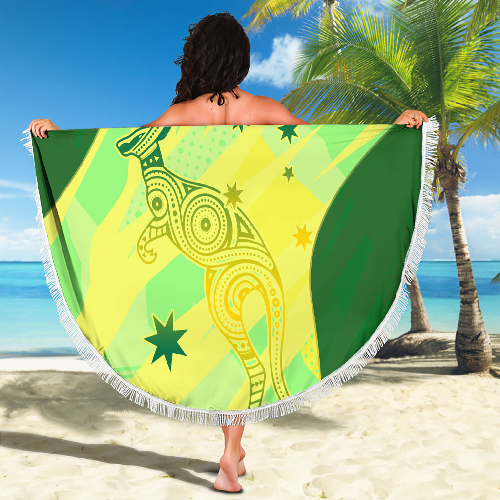 Matildas Australia Go Champions Beach Blanket Indigenous Dot Art Kangaroo Southern Cross Stars
