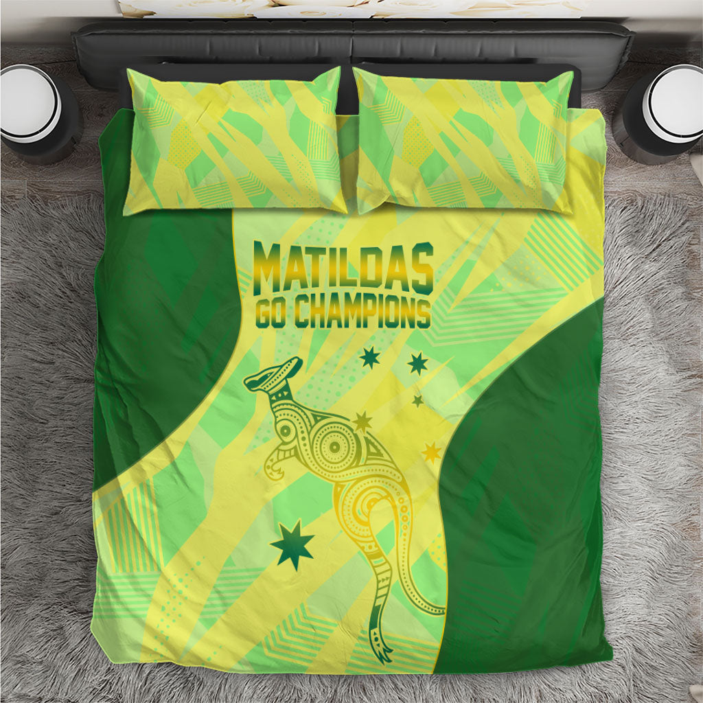 Matildas Australia Go Champions Bedding Set Indigenous Dot Art Kangaroo Southern Cross Stars