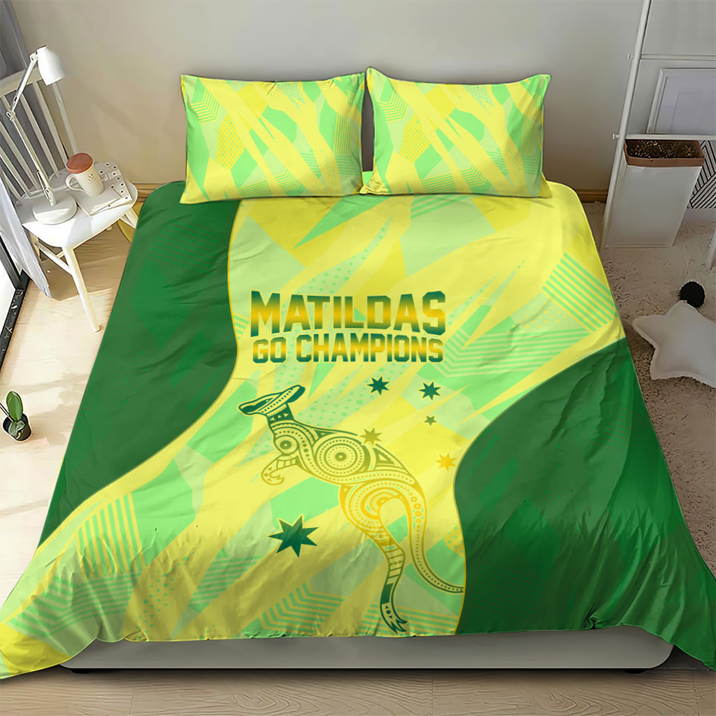 Matildas Australia Go Champions Bedding Set Indigenous Dot Art Kangaroo Southern Cross Stars