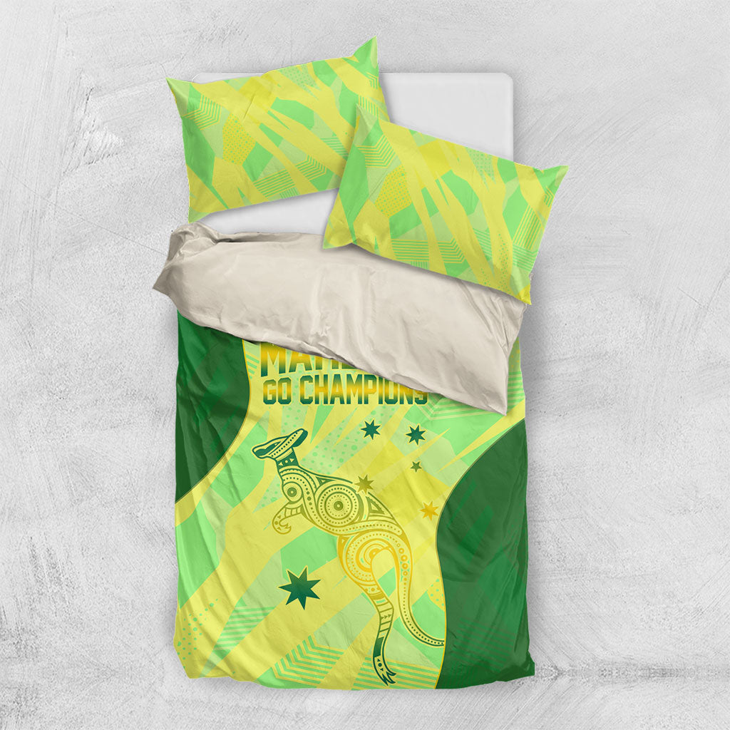 Matildas Australia Go Champions Bedding Set Indigenous Dot Art Kangaroo Southern Cross Stars