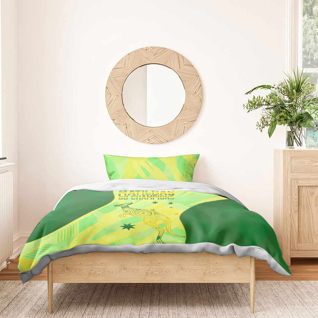 Matildas Australia Go Champions Bedding Set Indigenous Dot Art Kangaroo Southern Cross Stars