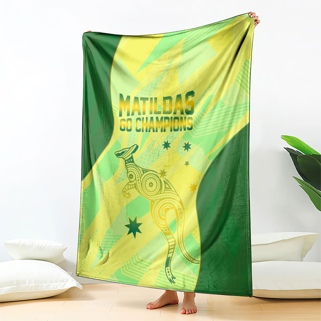 Matildas Australia Go Champions Blanket Indigenous Dot Art Kangaroo Southern Cross Stars