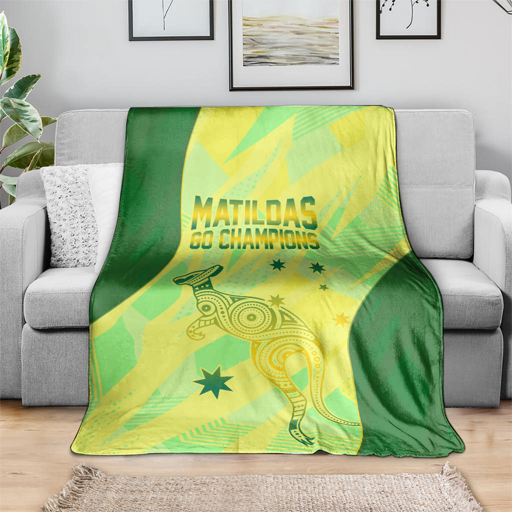 Matildas Australia Go Champions Blanket Indigenous Dot Art Kangaroo Southern Cross Stars