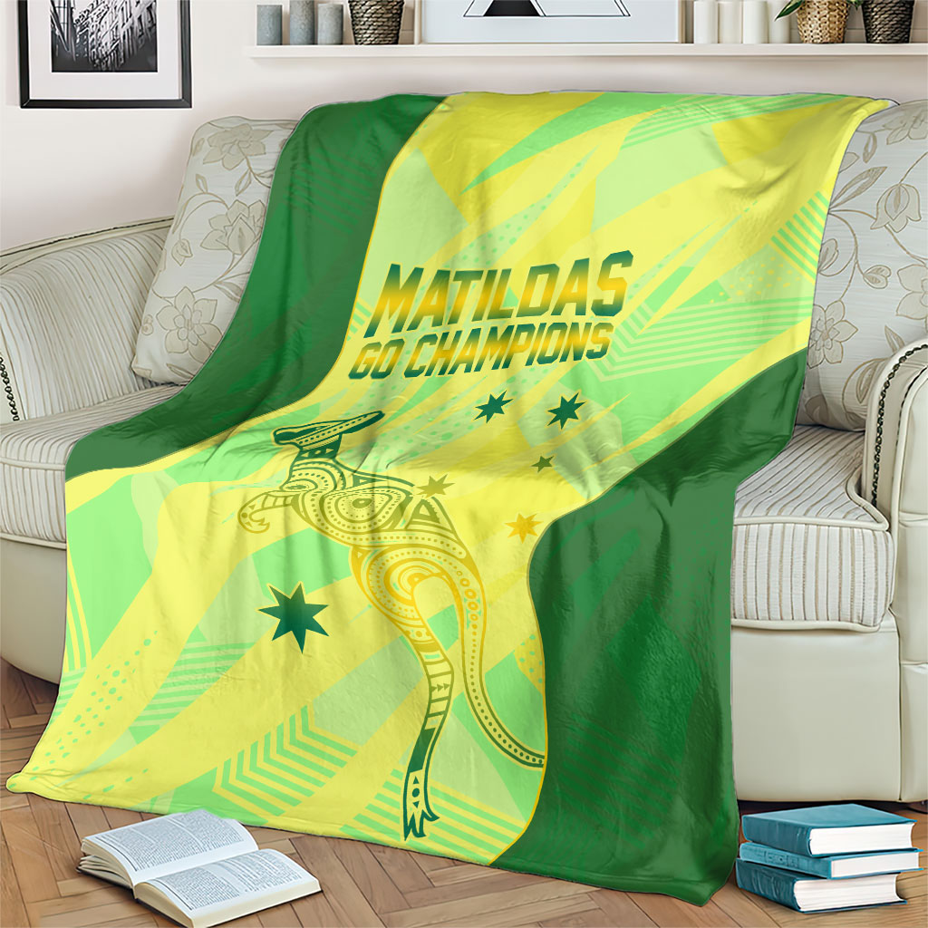 Matildas Australia Go Champions Blanket Indigenous Dot Art Kangaroo Southern Cross Stars