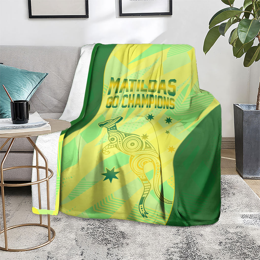 Matildas Australia Go Champions Blanket Indigenous Dot Art Kangaroo Southern Cross Stars