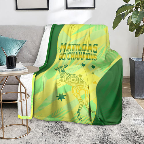 Matildas Australia Go Champions Blanket Indigenous Dot Art Kangaroo Southern Cross Stars