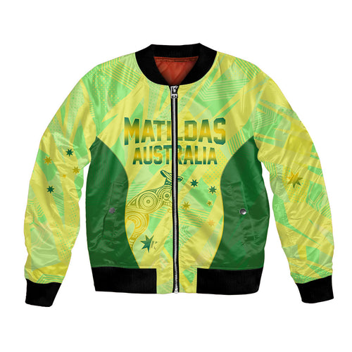 Matildas Australia Go Champions Bomber Jacket Indigenous Dot Art Kangaroo Southern Cross Stars