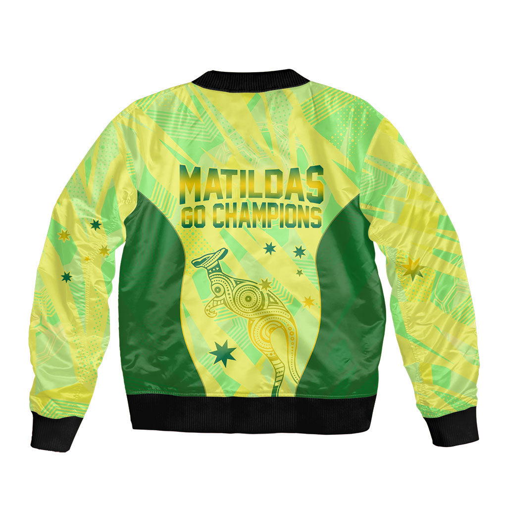 Matildas Australia Go Champions Bomber Jacket Indigenous Dot Art Kangaroo Southern Cross Stars