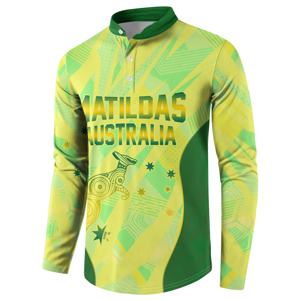 Matildas Australia Go Champions Button Sweatshirt Indigenous Dot Art Kangaroo Southern Cross Stars