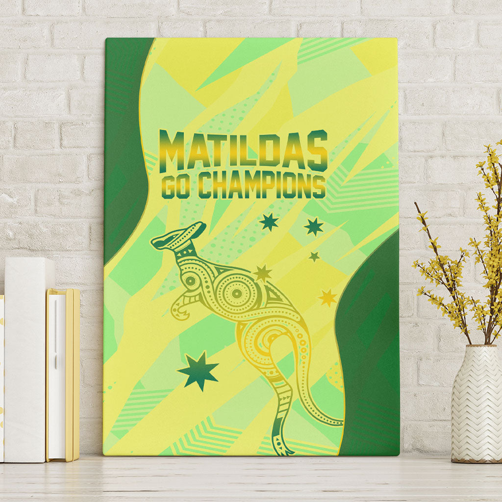 Matildas Australia Go Champions Canvas Wall Art Indigenous Dot Art Kangaroo Southern Cross Stars