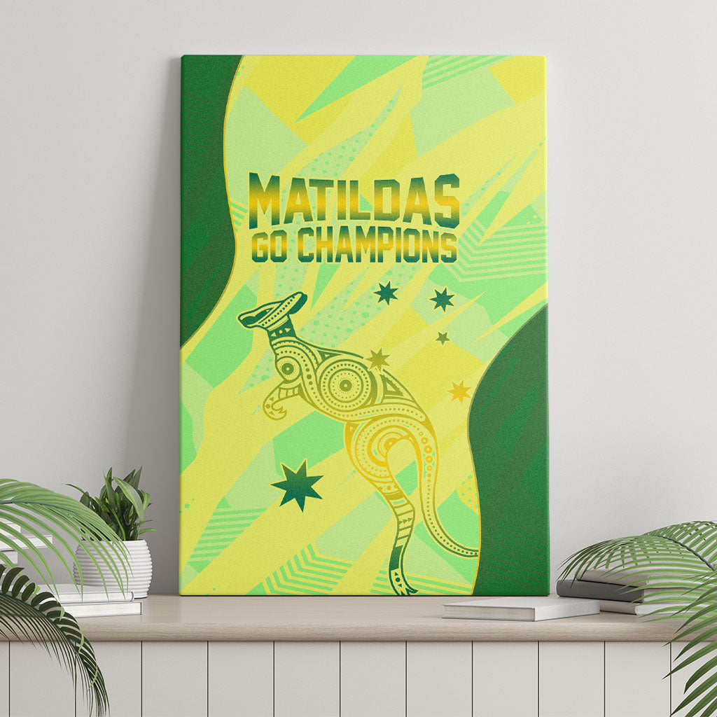 Matildas Australia Go Champions Canvas Wall Art Indigenous Dot Art Kangaroo Southern Cross Stars