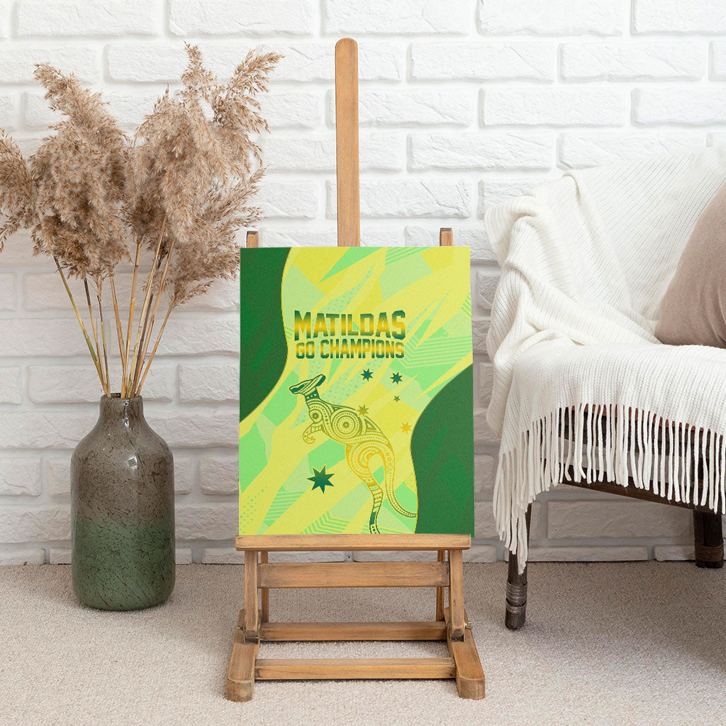 Matildas Australia Go Champions Canvas Wall Art Indigenous Dot Art Kangaroo Southern Cross Stars