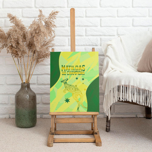 Matildas Australia Go Champions Canvas Wall Art Indigenous Dot Art Kangaroo Southern Cross Stars