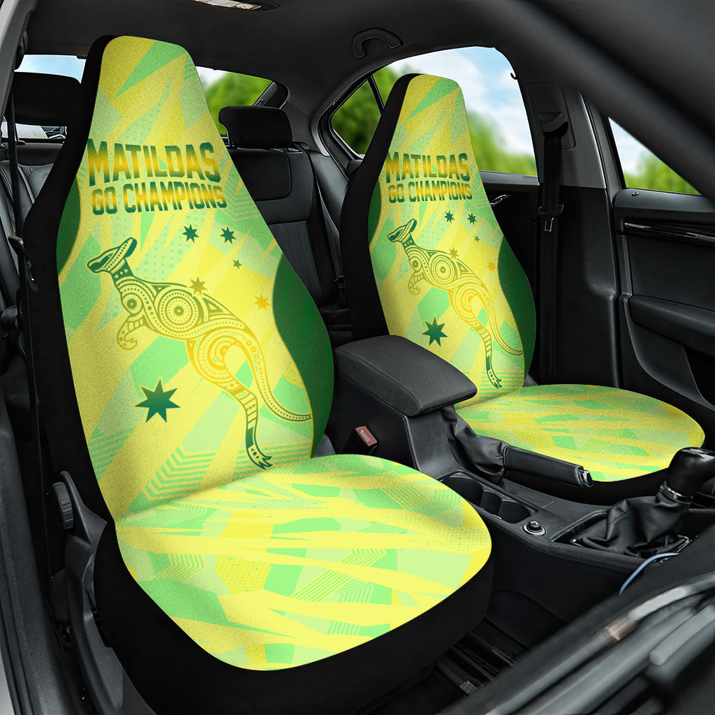 Matildas Australia Go Champions Car Seat Cover Indigenous Dot Art Kangaroo Southern Cross Stars