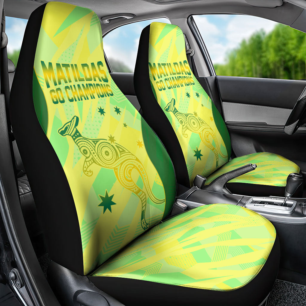 Matildas Australia Go Champions Car Seat Cover Indigenous Dot Art Kangaroo Southern Cross Stars