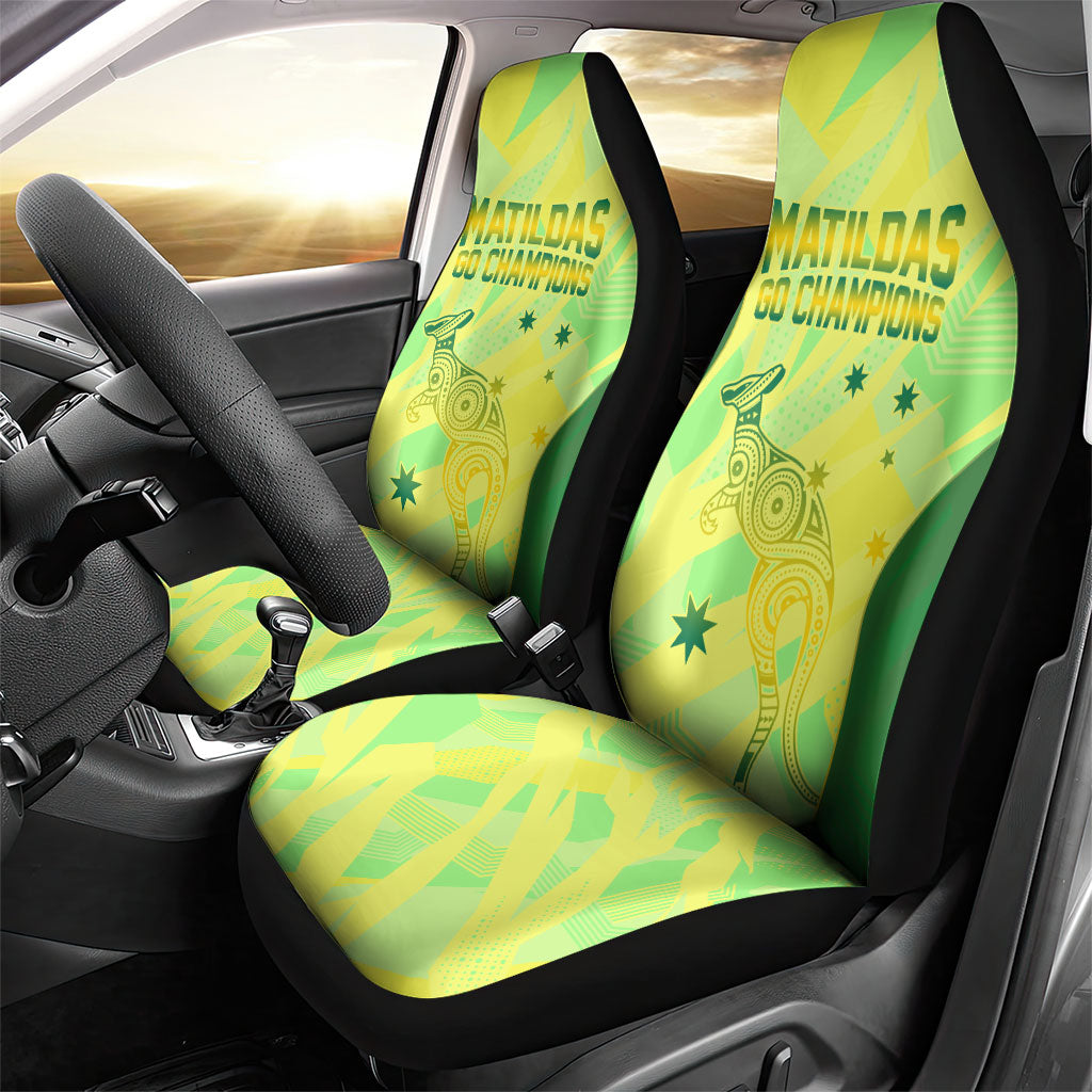 Matildas Australia Go Champions Car Seat Cover Indigenous Dot Art Kangaroo Southern Cross Stars