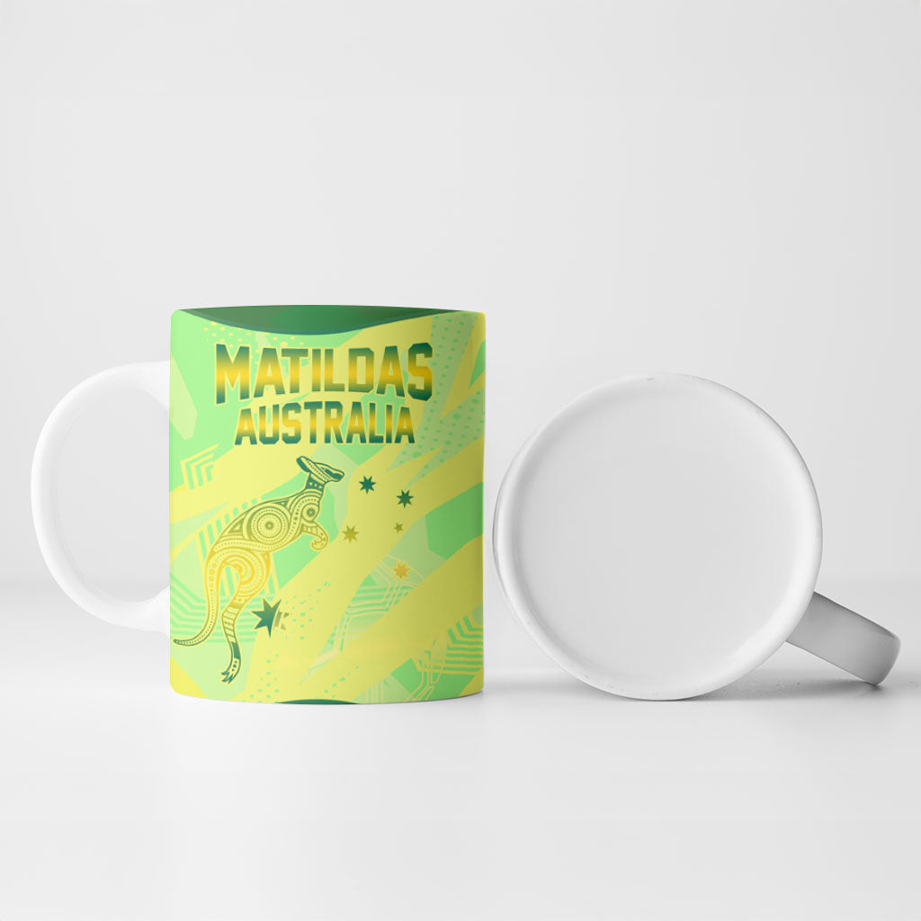 Matildas Australia Go Champions Ceramic Mug Indigenous Dot Art Kangaroo Southern Cross Stars