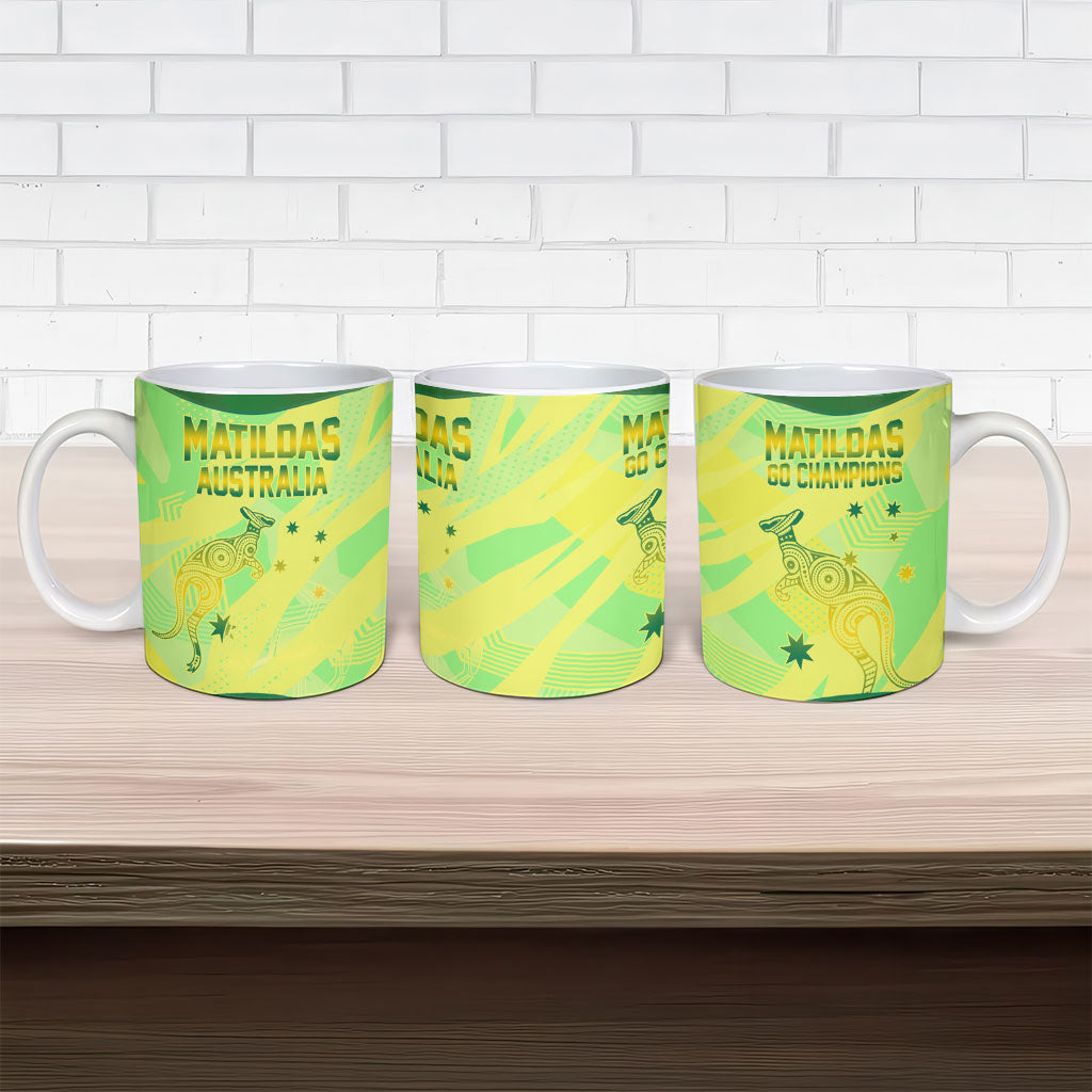 Matildas Australia Go Champions Ceramic Mug Indigenous Dot Art Kangaroo Southern Cross Stars
