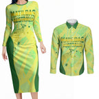Matildas Australia Go Champions Couples Matching Long Sleeve Bodycon Dress and Long Sleeve Button Shirt Indigenous Dot Art Kangaroo Southern Cross Stars