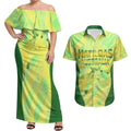 Matildas Australia Go Champions Couples Matching Off Shoulder Maxi Dress and Hawaiian Shirt Indigenous Dot Art Kangaroo Southern Cross Stars