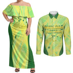 Matildas Australia Go Champions Couples Matching Off Shoulder Maxi Dress and Long Sleeve Button Shirt Indigenous Dot Art Kangaroo Southern Cross Stars