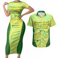 Matildas Australia Go Champions Couples Matching Short Sleeve Bodycon Dress and Hawaiian Shirt Indigenous Dot Art Kangaroo Southern Cross Stars