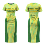 Matildas Australia Go Champions Couples Matching Short Sleeve Bodycon Dress and Hawaiian Shirt Indigenous Dot Art Kangaroo Southern Cross Stars