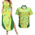 Matildas Australia Go Champions Couples Matching Summer Maxi Dress and Hawaiian Shirt Indigenous Dot Art Kangaroo Southern Cross Stars