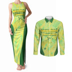 Matildas Australia Go Champions Couples Matching Tank Maxi Dress and Long Sleeve Button Shirt Indigenous Dot Art Kangaroo Southern Cross Stars