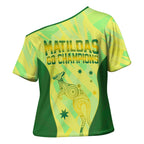 Matildas Australia Go Champions Cross Shoulder Shirt Indigenous Dot Art Kangaroo Southern Cross Stars