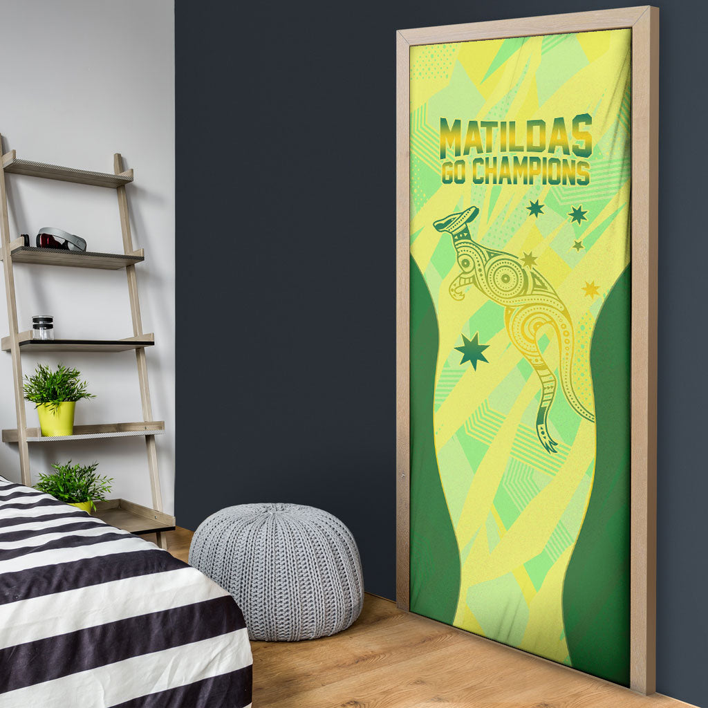 Matildas Australia Go Champions Door Cover Indigenous Dot Art Kangaroo Southern Cross Stars