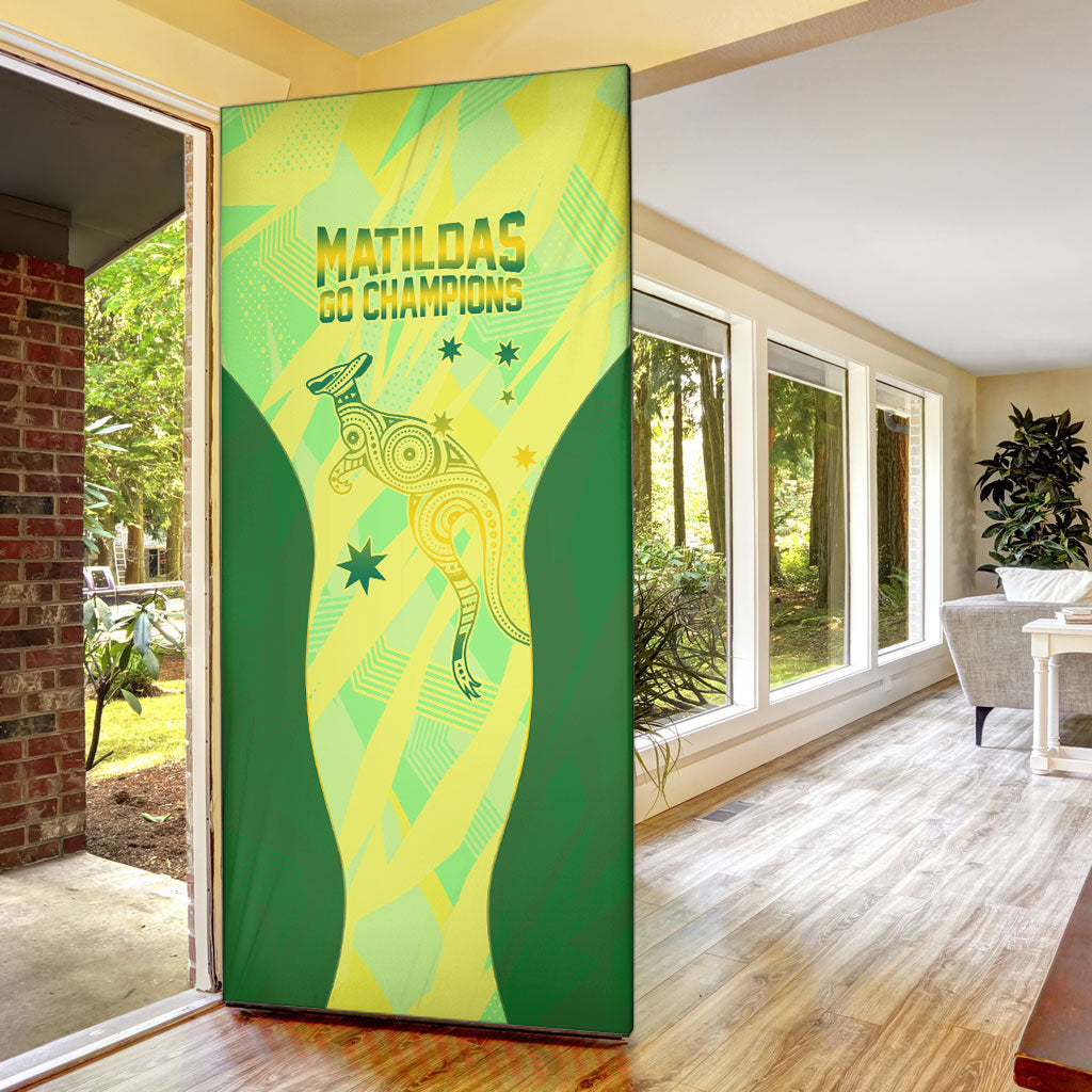 Matildas Australia Go Champions Door Cover Indigenous Dot Art Kangaroo Southern Cross Stars
