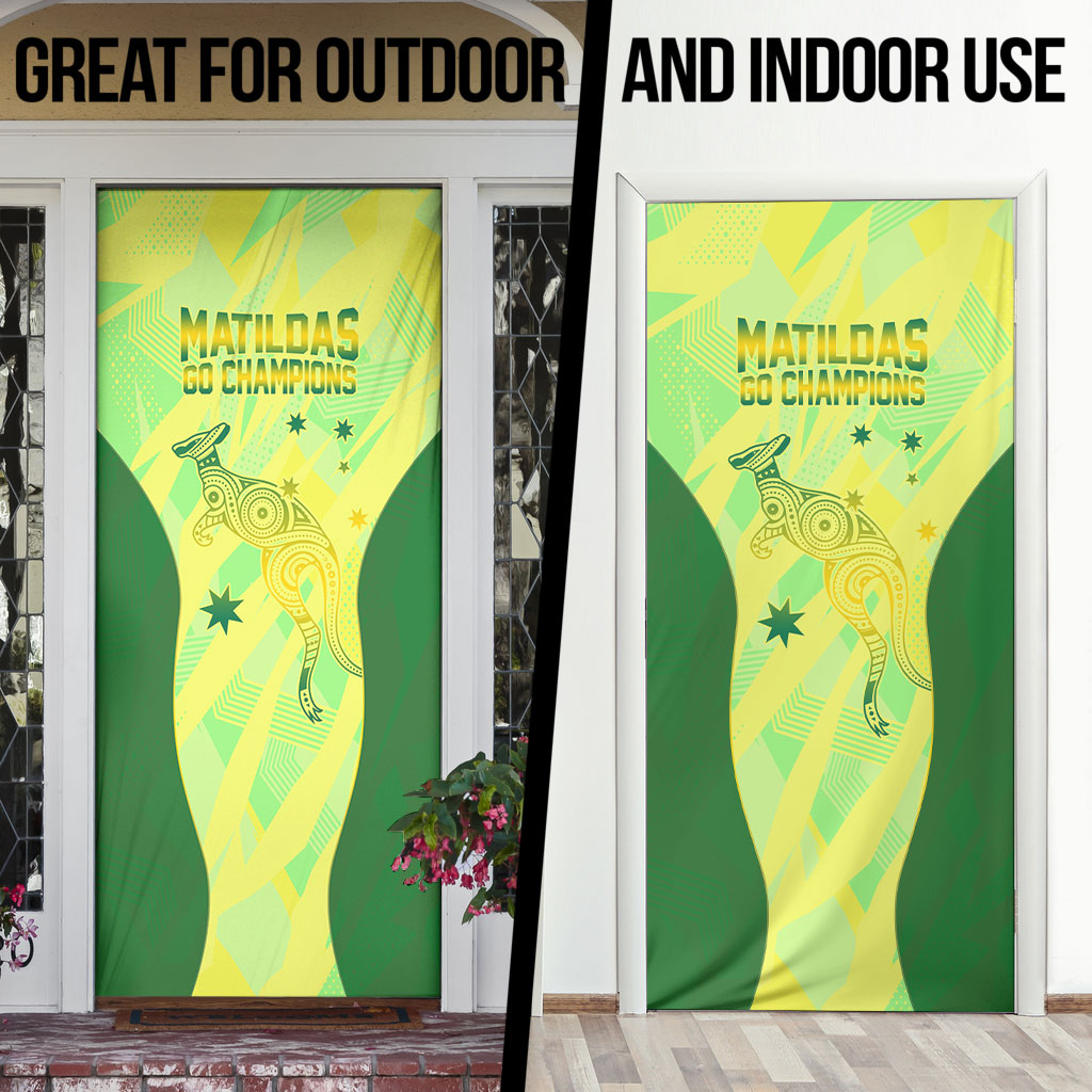 Matildas Australia Go Champions Door Cover Indigenous Dot Art Kangaroo Southern Cross Stars
