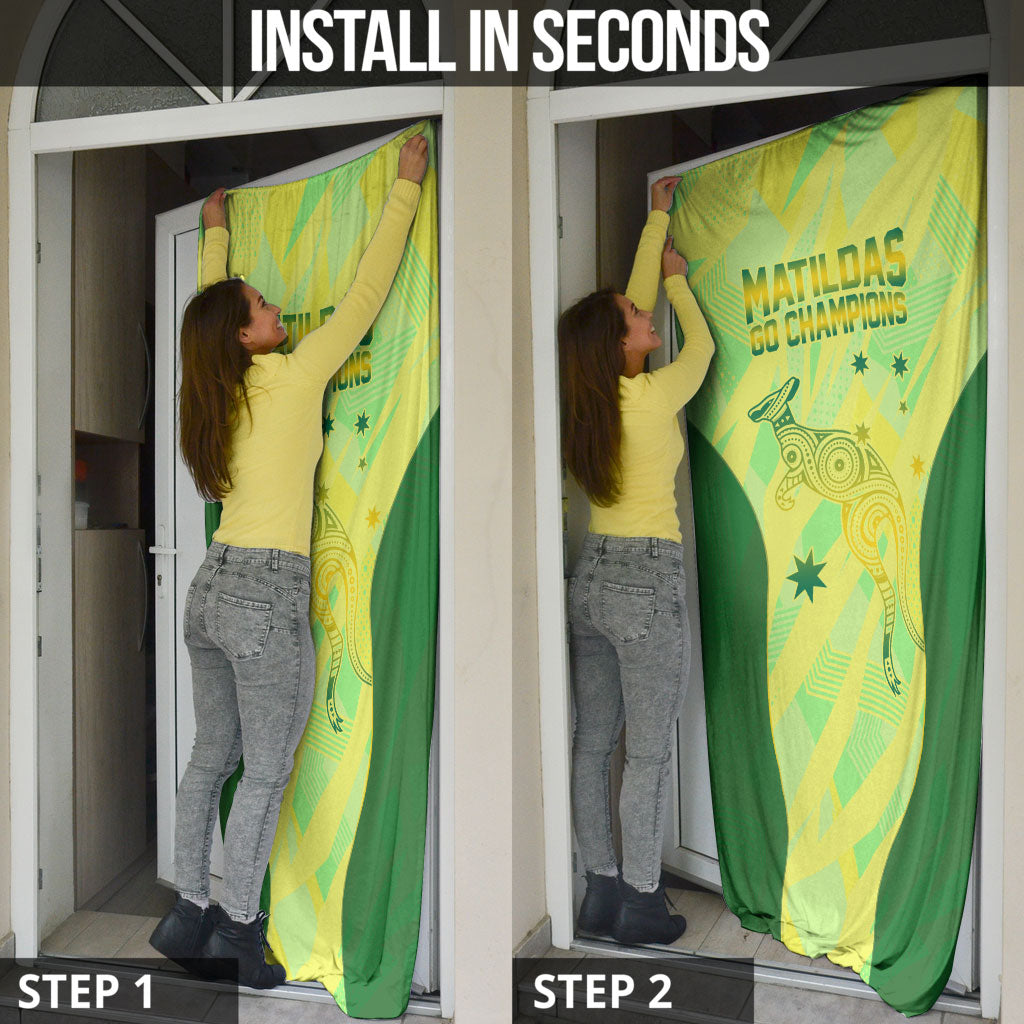 Matildas Australia Go Champions Door Cover Indigenous Dot Art Kangaroo Southern Cross Stars