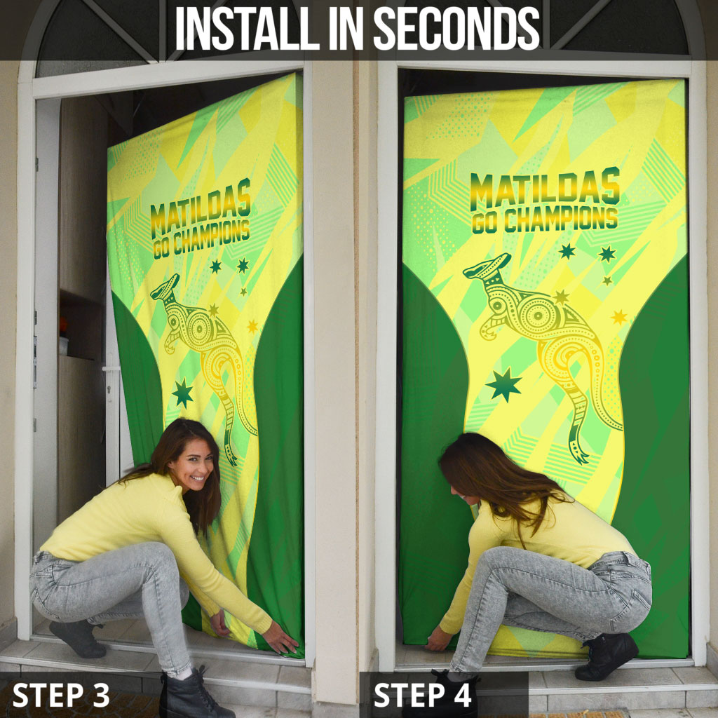 Matildas Australia Go Champions Door Cover Indigenous Dot Art Kangaroo Southern Cross Stars