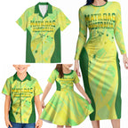 Matildas Australia Go Champions Family Matching Long Sleeve Bodycon Dress and Hawaiian Shirt Indigenous Dot Art Kangaroo Southern Cross Stars