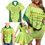 Matildas Australia Go Champions Family Matching Off Shoulder Short Dress and Hawaiian Shirt Indigenous Dot Art Kangaroo Southern Cross Stars