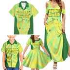 Matildas Australia Go Champions Family Matching Summer Maxi Dress and Hawaiian Shirt Indigenous Dot Art Kangaroo Southern Cross Stars