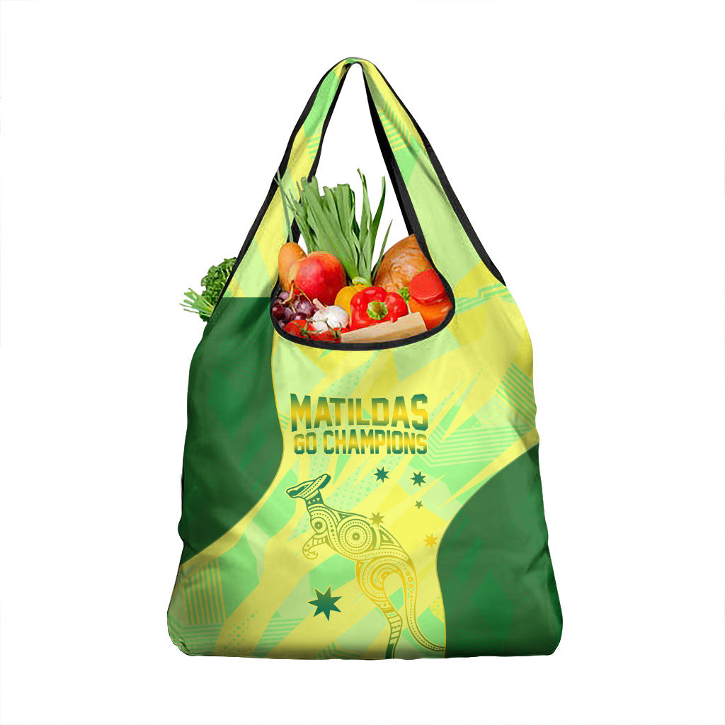 Matildas Australia Go Champions Grocery Bag Indigenous Dot Art Kangaroo Southern Cross Stars