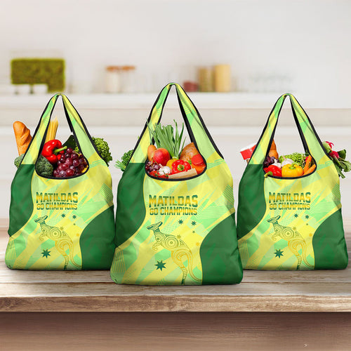 Matildas Australia Go Champions Grocery Bag Indigenous Dot Art Kangaroo Southern Cross Stars
