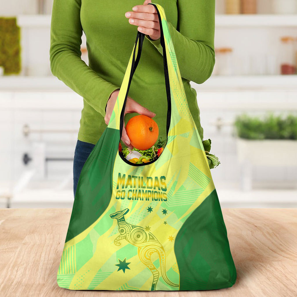Matildas Australia Go Champions Grocery Bag Indigenous Dot Art Kangaroo Southern Cross Stars