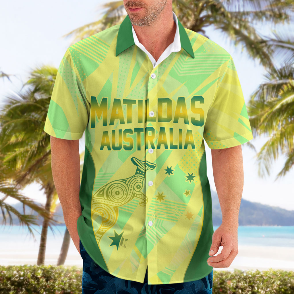 Matildas Australia Go Champions Hawaiian Shirt Indigenous Dot Art Kangaroo Southern Cross Stars