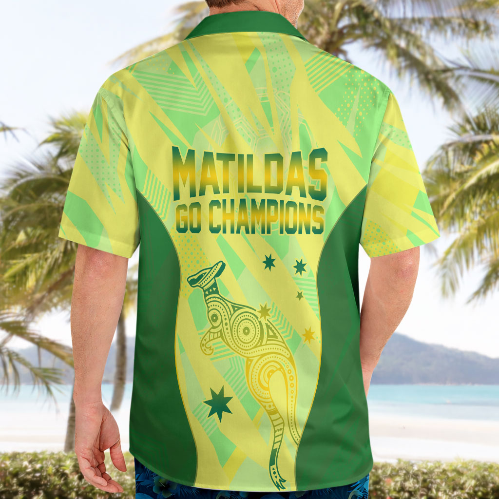 Matildas Australia Go Champions Hawaiian Shirt Indigenous Dot Art Kangaroo Southern Cross Stars