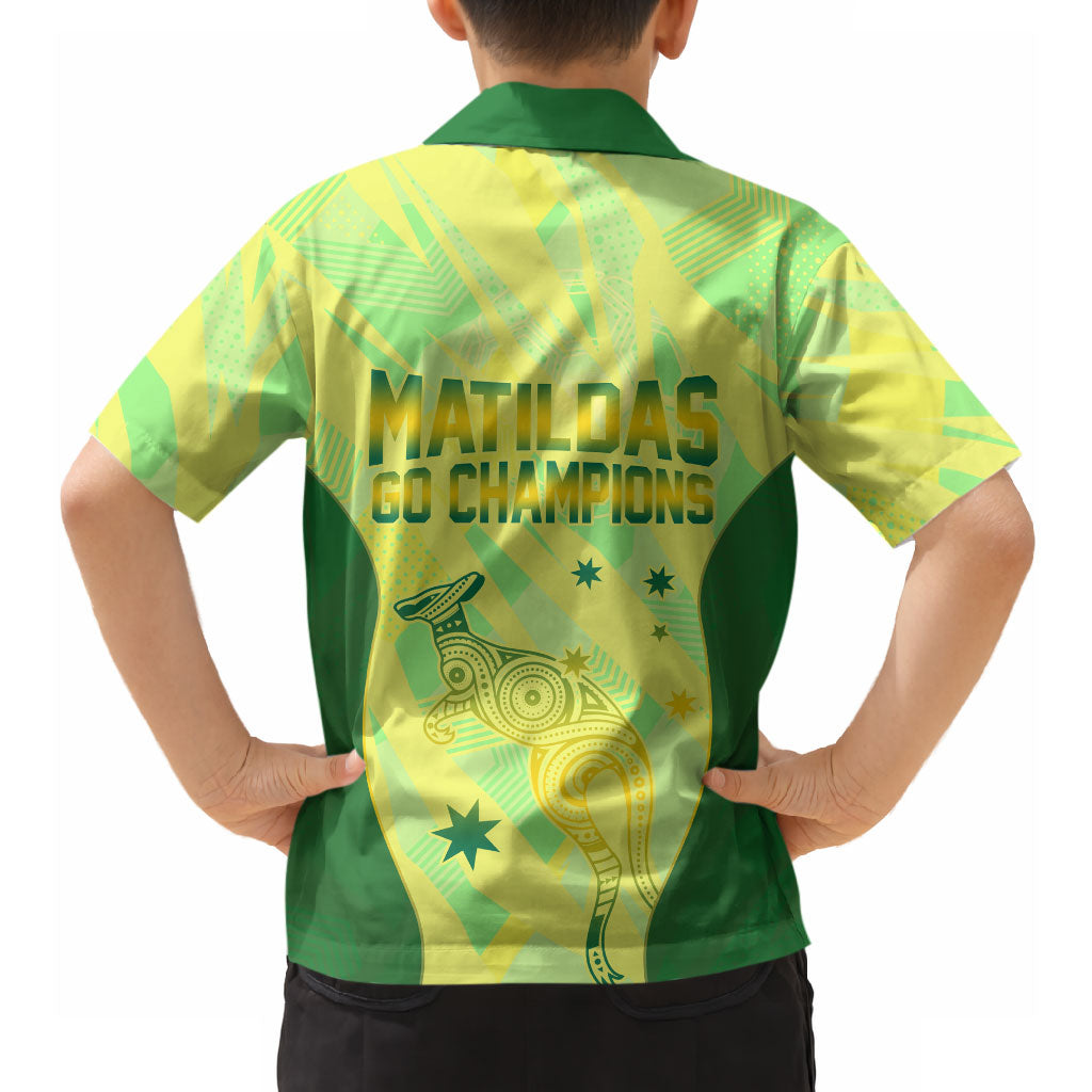Matildas Australia Go Champions Hawaiian Shirt Indigenous Dot Art Kangaroo Southern Cross Stars