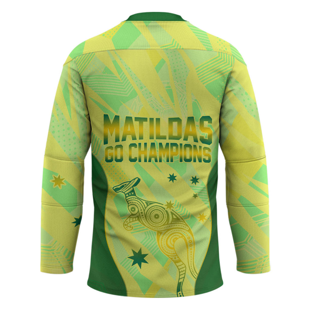 Matildas Australia Go Champions Hockey Jersey Indigenous Dot Art Kangaroo Southern Cross Stars
