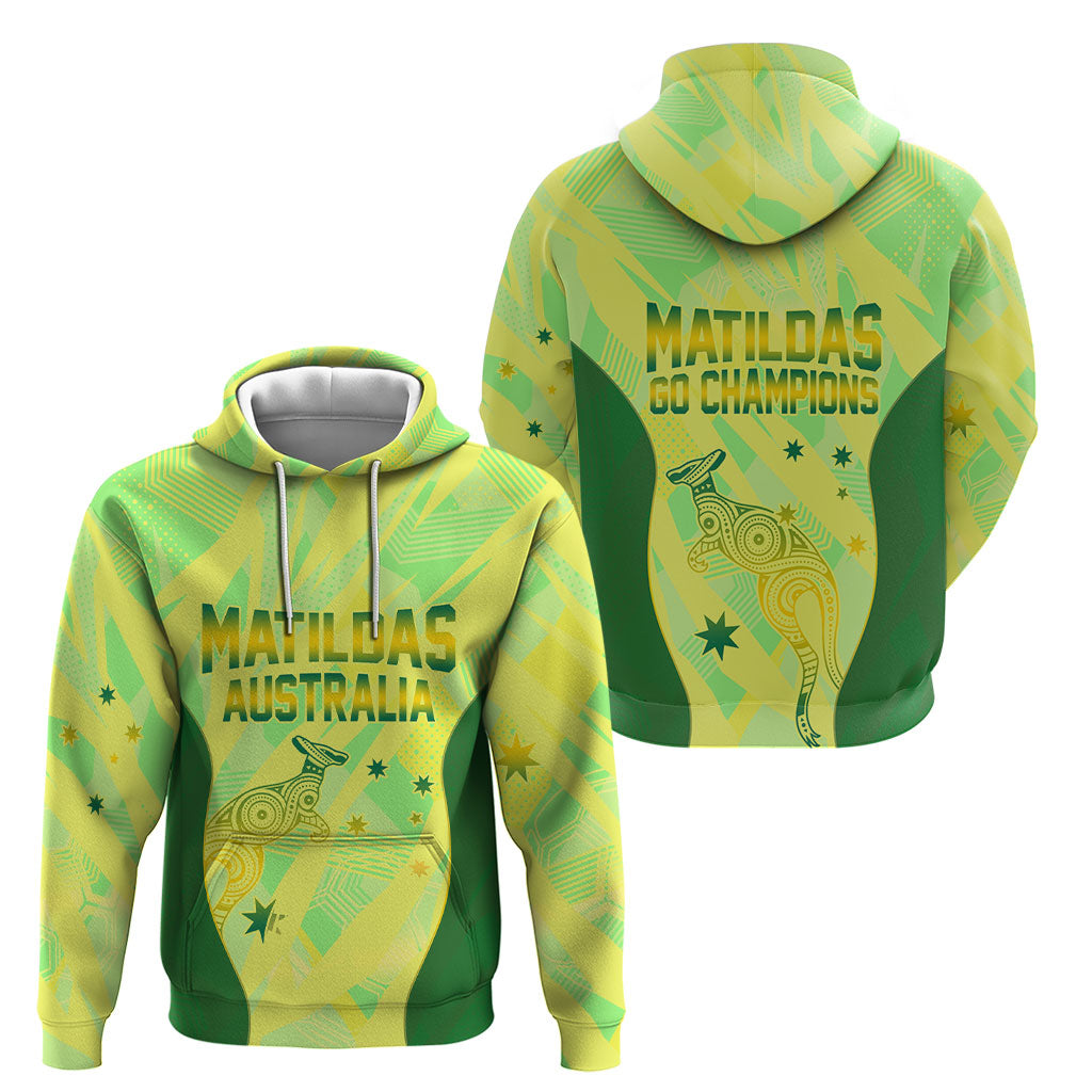 Matildas Australia Go Champions Hoodie Indigenous Dot Art Kangaroo Southern Cross Stars