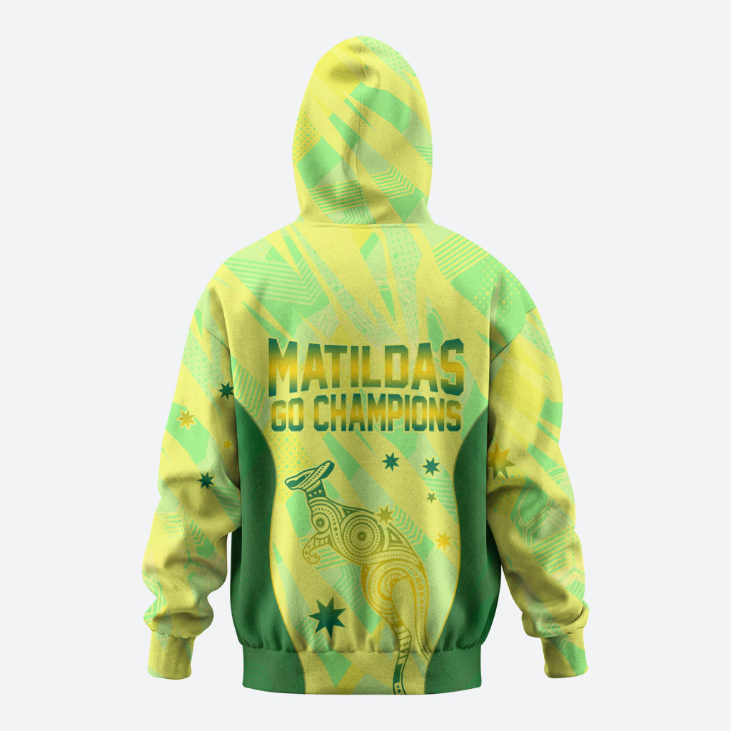 Matildas Australia Go Champions Hoodie Indigenous Dot Art Kangaroo Southern Cross Stars